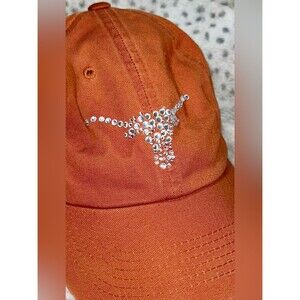 Texas Longhorns Rhinestone Bling  Cap Women’s Adjustable Burnt Orange Hat GUC